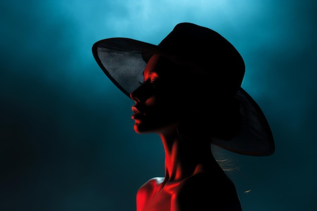 the silhouette of a woman in a hat