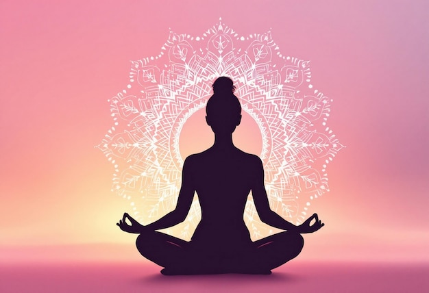 silhouette of a woman meditating in a yoga pose