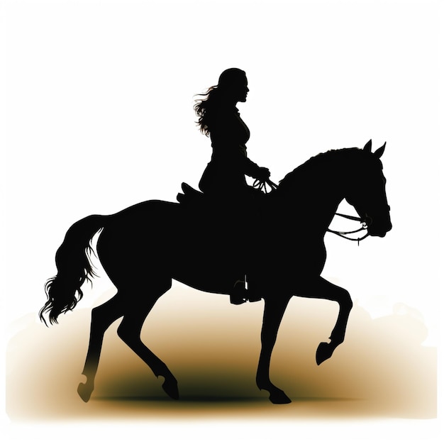 砂漠で馬に乗っている女性のシルエット