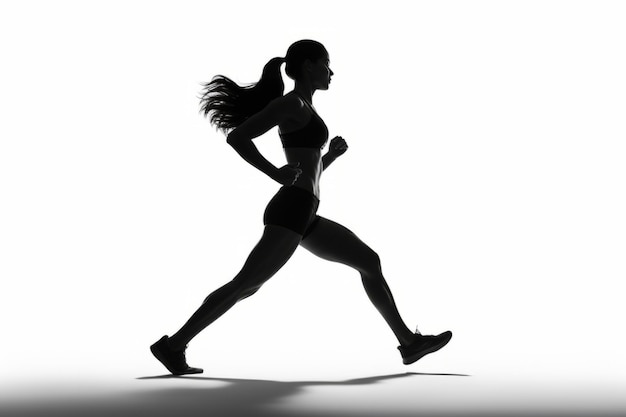 Photo silhouette of woman runner in dynamic side view