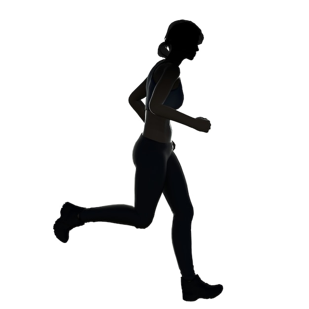 Silhouette woman running or female runner