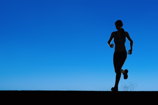 Silhouette woman running or female runner