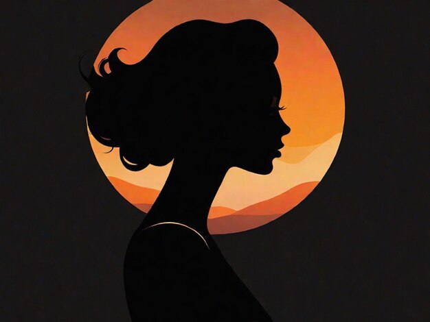 A silhouette of a woman's head