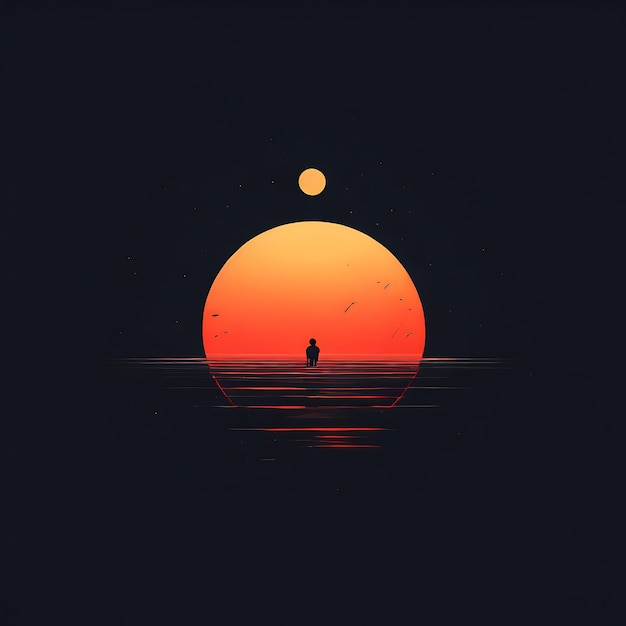 silhouette of woman on the sea at sunset