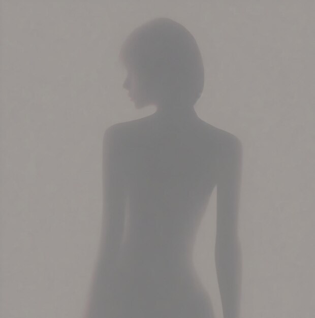 Silhouette of a woman in the shadow on a white background