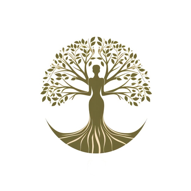 Silhouette Of A Woman Tree With Outstretched Branches Spa Logo Generative AI