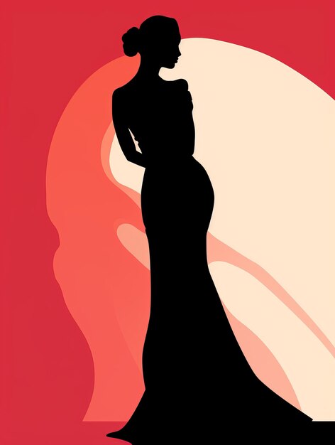 Photo a silhouette of a woman in a wedding dress