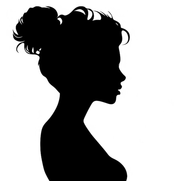 Foto silhouette di una donna con un panino nei capelli generativo ai
