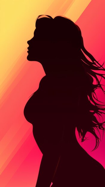 silhouette of a woman with long hair on a colorful background