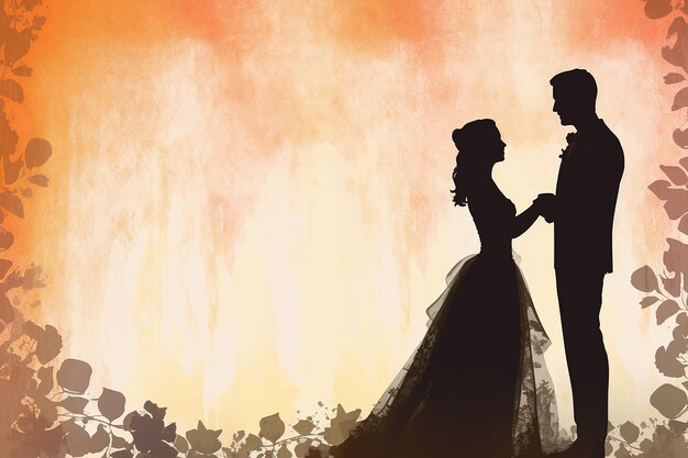 Silhouetted couple holding hands romantic backdrop