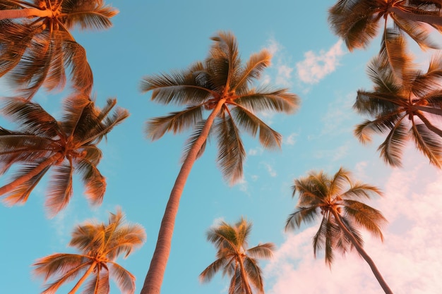 Silhouetted Palm Trees against a Cotton Candy Sky