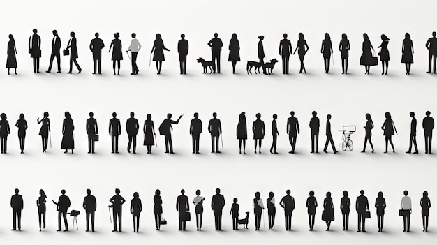 Photo silhouetted people shapes on a white background