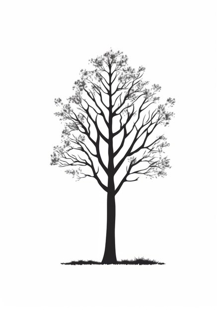 Silhouetted Poplar Tree Vector On White Background