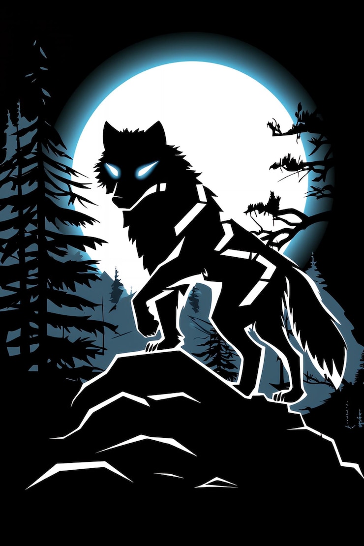 फोटो silhouetted wolf howling at the moon