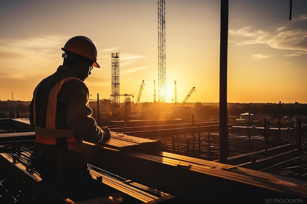 Silhouetten van bouwvakkers op het werk Generatieve AI