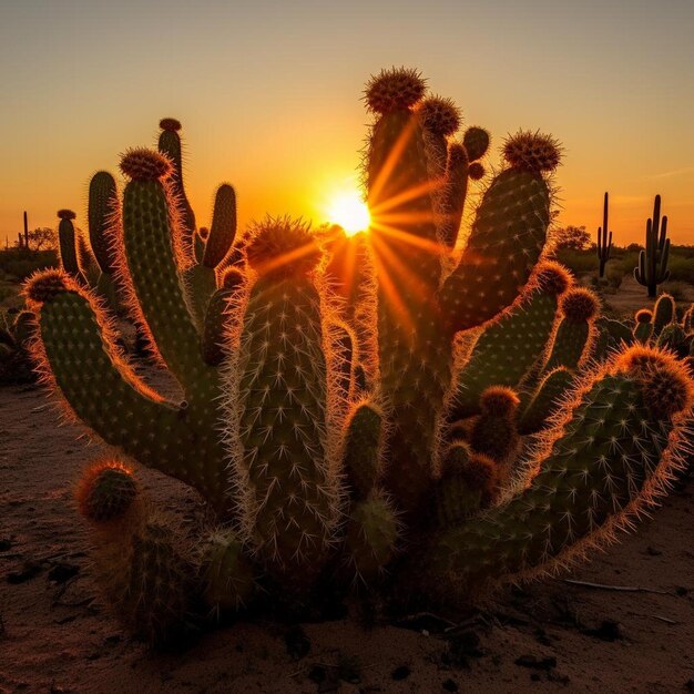 Foto silhouetten van cactussen bij zonsondergang