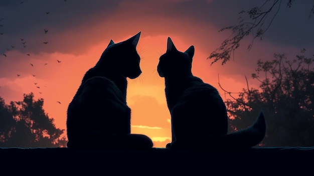 Silhouetten van katten