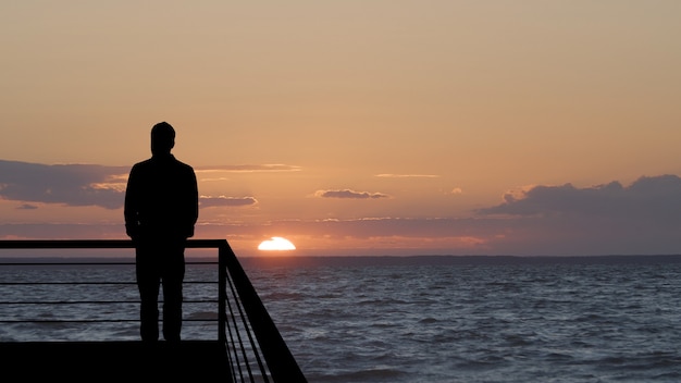 Silhouetten van mensen op een panoramaachtergrond