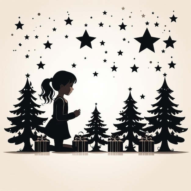 Photo silhouettes black and whiteno colour christmas scene with noel 2023 good and nice photo background