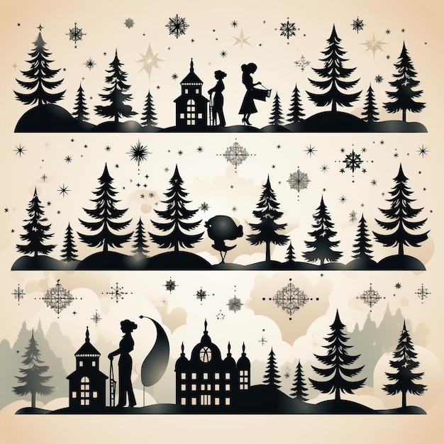 Photo silhouettes black and whiteno colour christmas scene with noel 2023 good and nice photo background
