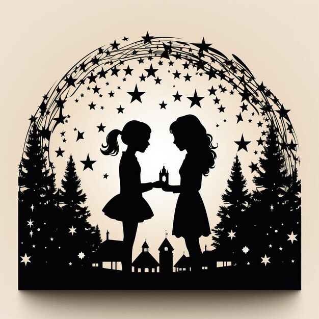 silhouettes black and whiteno colour christmas scene with noel 2023 good and nice photo background