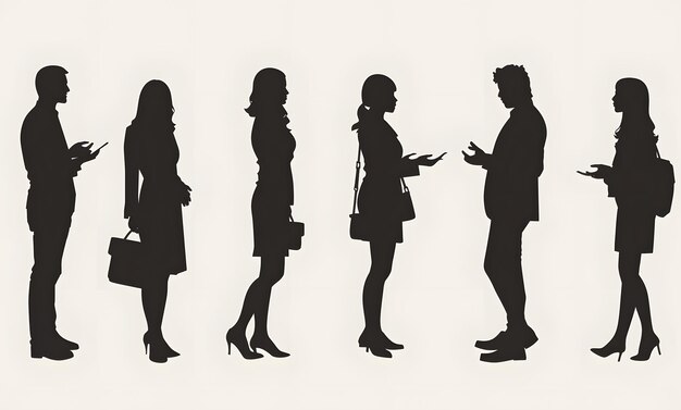 Photo silhouettes of business people on a white background vector illustration