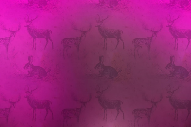 Silhouettes of deers on a pink background Abstract pattern