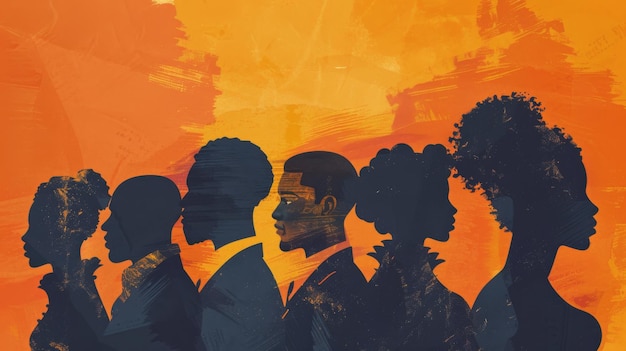 Photo silhouettes of a diverse group celebrating juneteenth in unity and strength