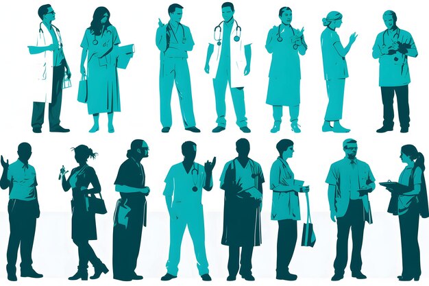 Photo silhouettes of doctors and nurses