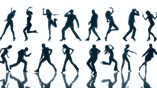 Photo silhouettes of men and women dancing