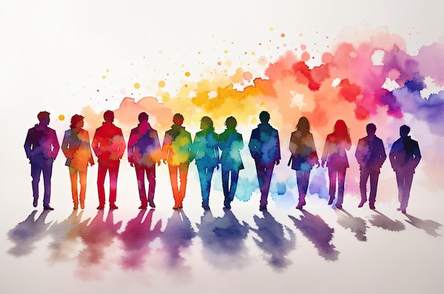 silhouettes multicolor background of people on white background creativity concept