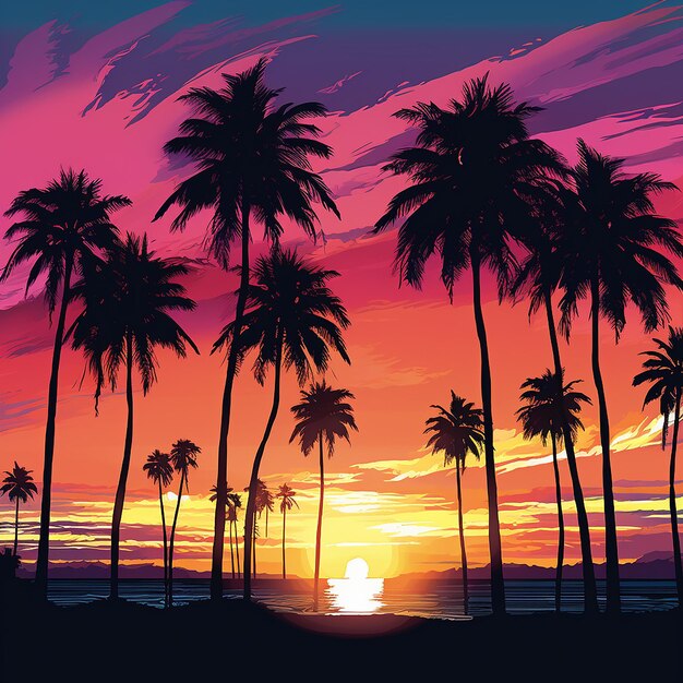 Silhouettes of Palm Trees