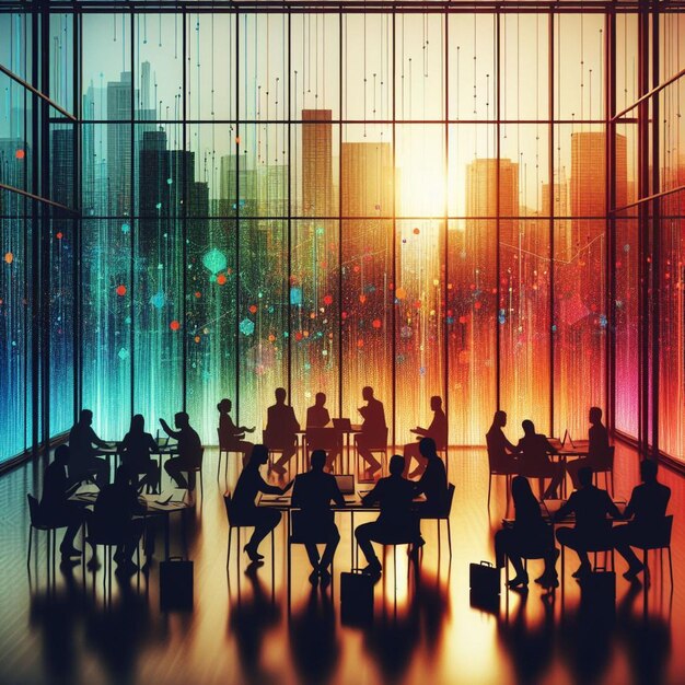 Photo silhouettes of people in a meeting room