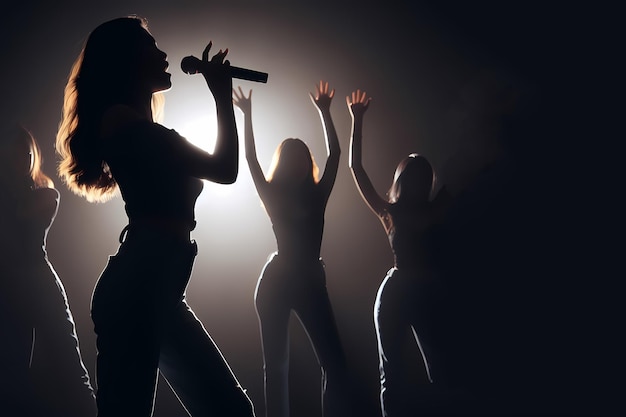 Silhouettes of pop singers and singer groups