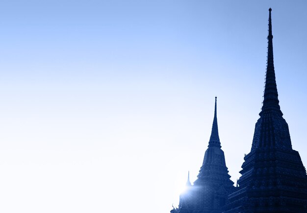 Silhouettes of stupas with copyspace Bangkok Thailand