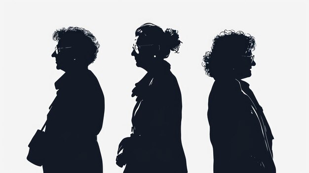 Silhouettes of women with different hairstyles illustration Generative AI