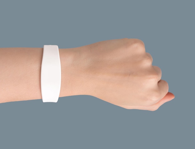 Silicon rubber bracelet mockup key band with chip on hand wrist