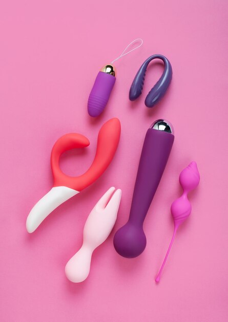 Photo silicone sex toys on a white background. erotic toy for fun. sex gadget and masturbation device.