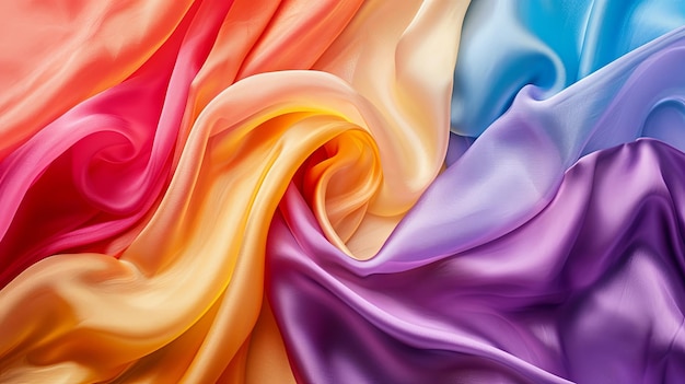 Шелковая красочная радужная ткань материал текстиль дизайн фона баннера