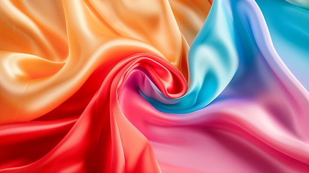 Шелковая красочная радужная ткань материал текстиль дизайн фона баннера