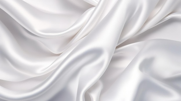 Silk fabric background Elegance white satin silk with waves abstract background AI Generated