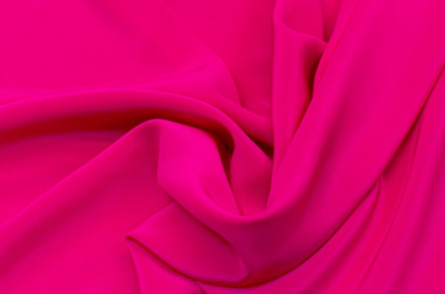 Silk fabric, crepe de chine bright pink