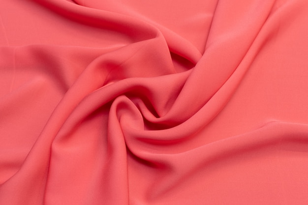 Silk fabric, crepe de chine coral