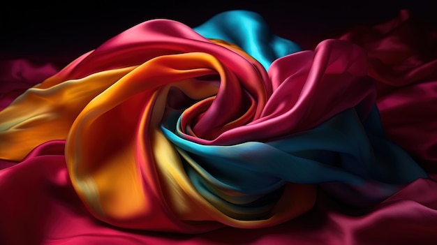 A silk fabric with a gradient of bright color Generative ai