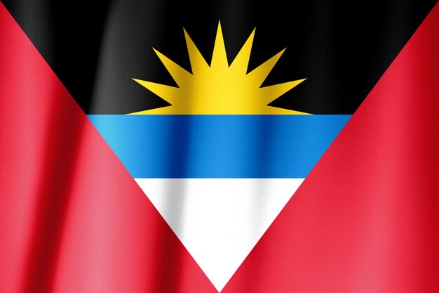 Silk Flag of Antigua and Barbuda. Antigua and Barbuda Flag of Silk Fabric.