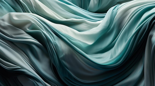 Silk In Fluid Grey And Turquoise With Minimalist Design