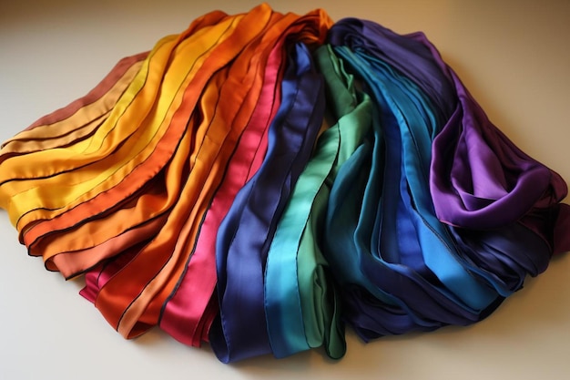 Silk rainbow scarf flat