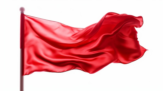 Silk red flag on White Background Generative ai