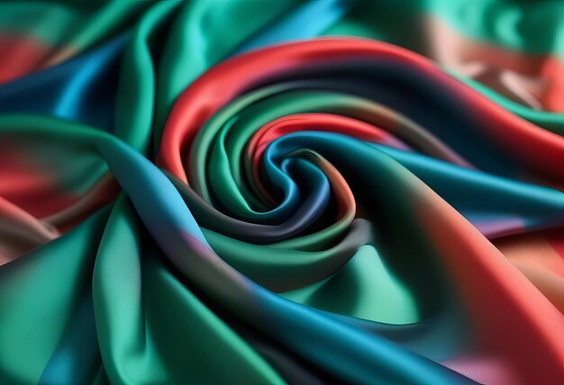 Photo the silk scarf is dark in color green red blue blurred stripes