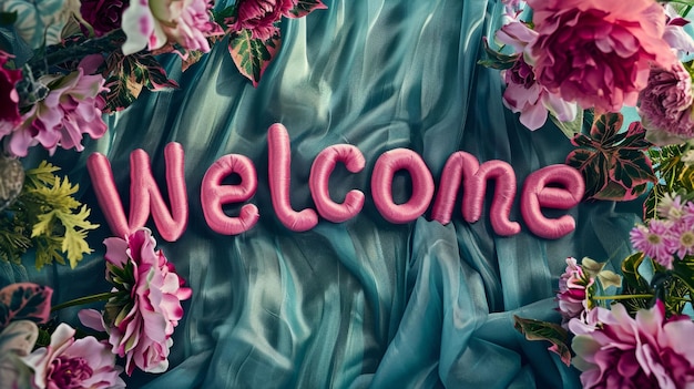 Foto silk welcome concept poster artistico orizzontale creativo